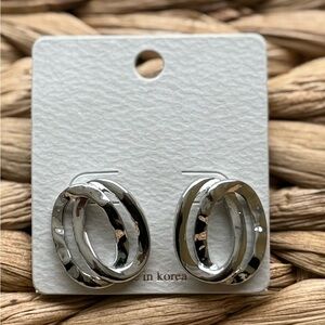 Silver Hammered Hoop Earrings